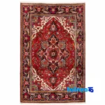 Handwoven Carpet 10.02m² Geometric Design Red - Top view showing pattern and color tone
