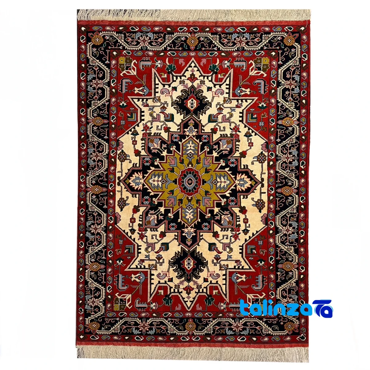 Full spread of Harris Handmade Rug Cream Geometric Design overall layout