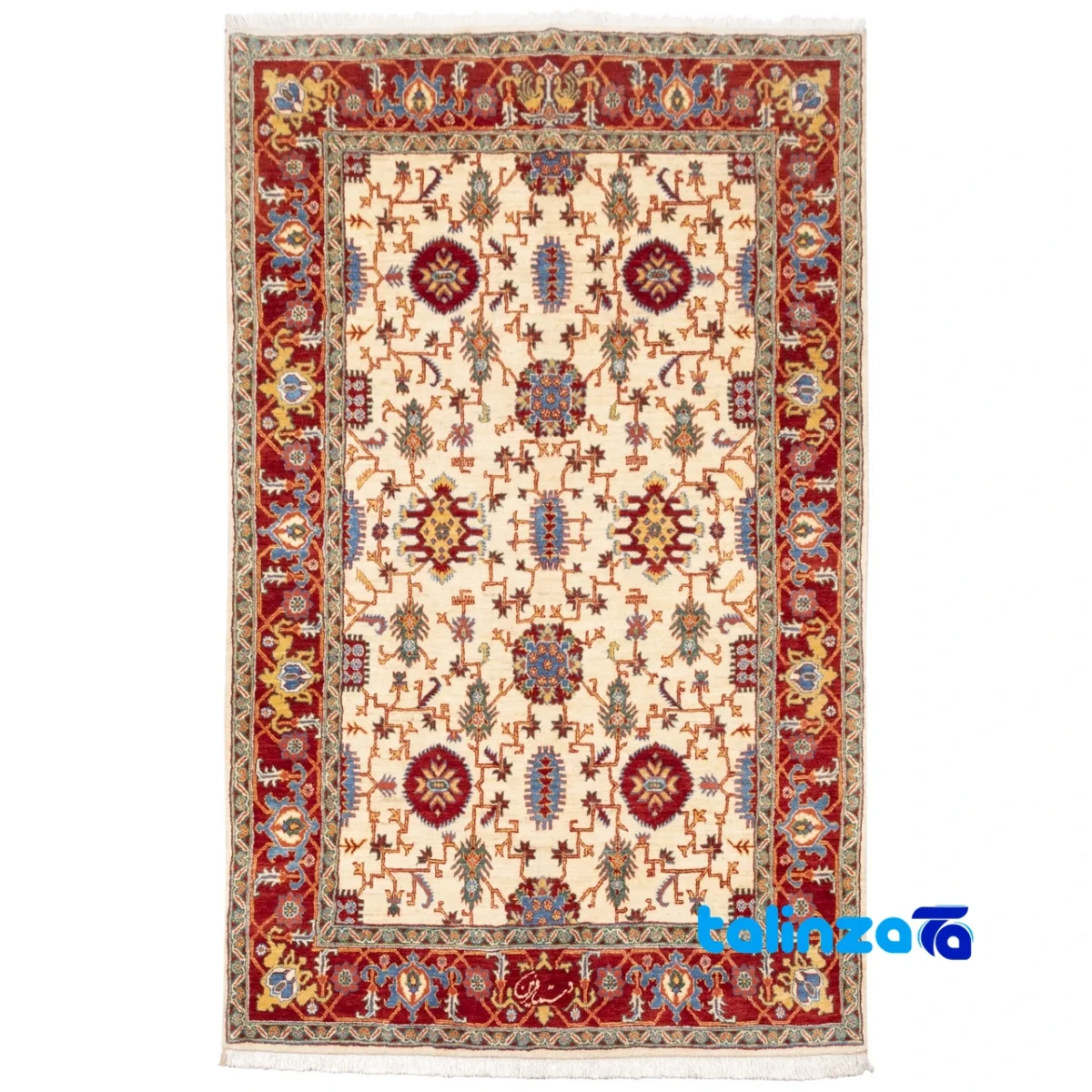 C Persia Handwoven Rug Elegant Cream Design pattern and color tone (Top view)