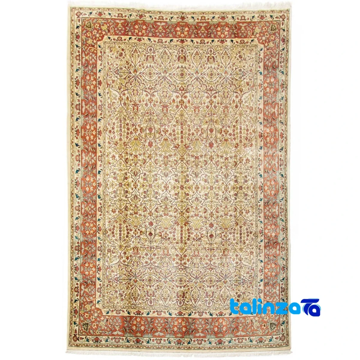 Handwoven Kashan Rug Unique Design - Top view showing pattern and color tone