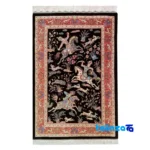 Handwoven Persian Carpet Hunting Scene Elegant Design overall layout (Full spread)