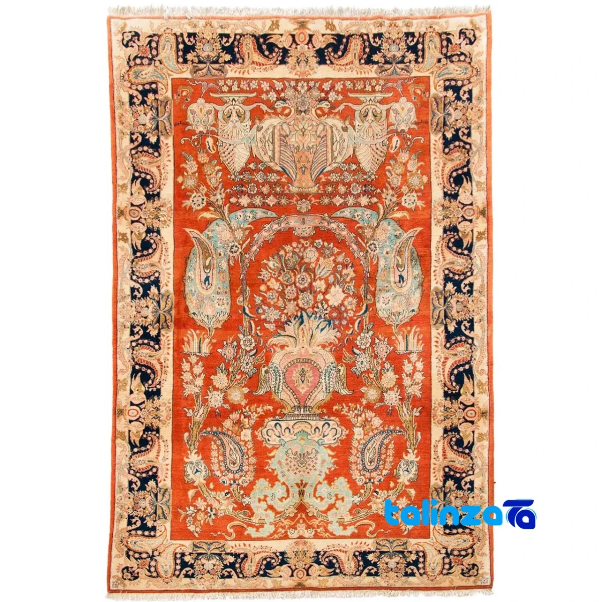 Handcrafted Persian Rug Unique Floral Design 201 x pattern and color tone (Top view)