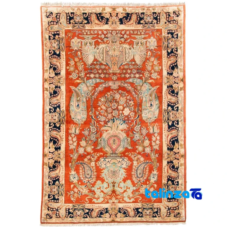 Handcrafted Persian Rug Unique Floral Design 201 x pattern and color tone (Top view)