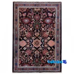 Handwoven Persian Carpet Hamadan Design - Navy Blue overall layout (Full spread)