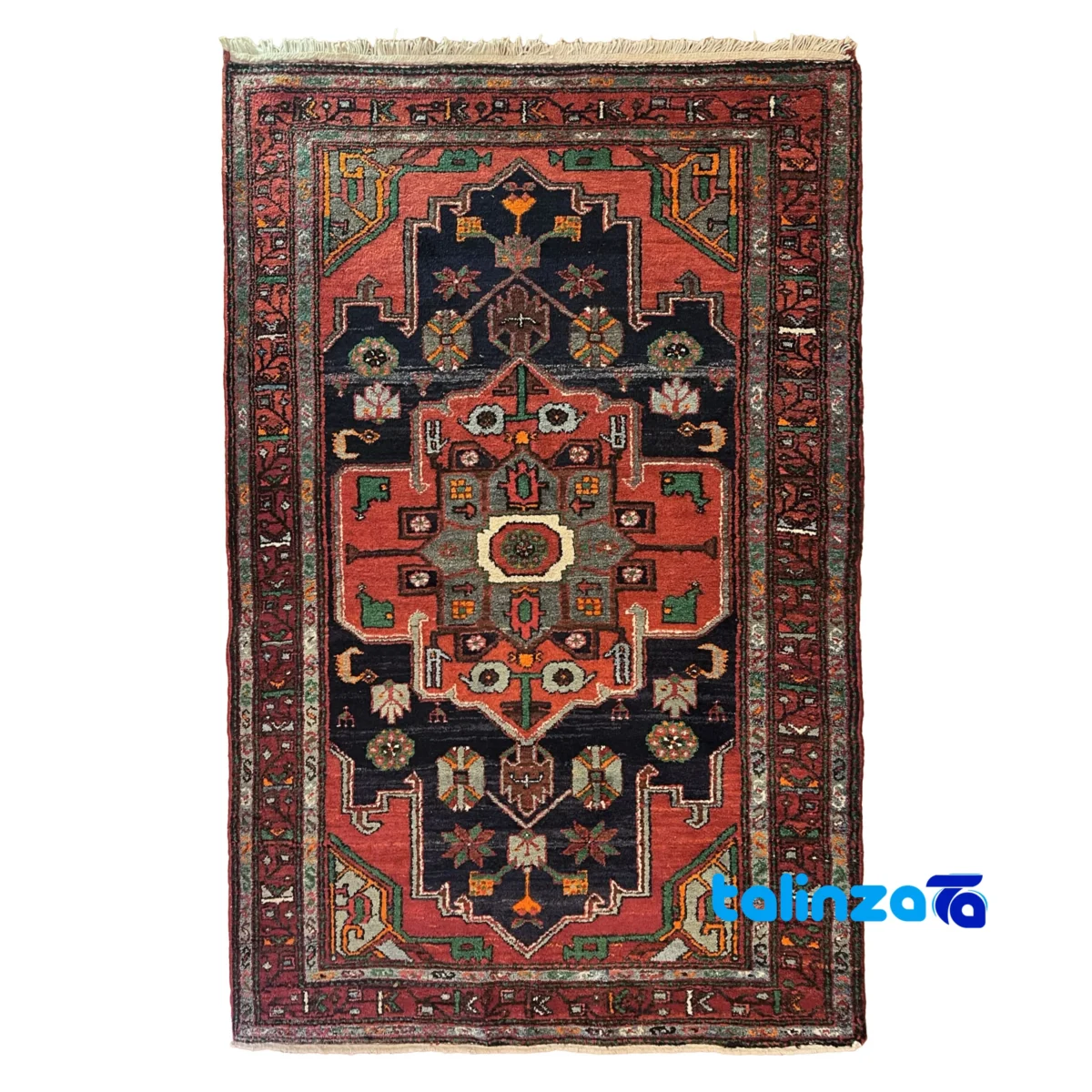 Full spread of Turkmen Handwoven Area Rug Red Hand wash only overall design layout
