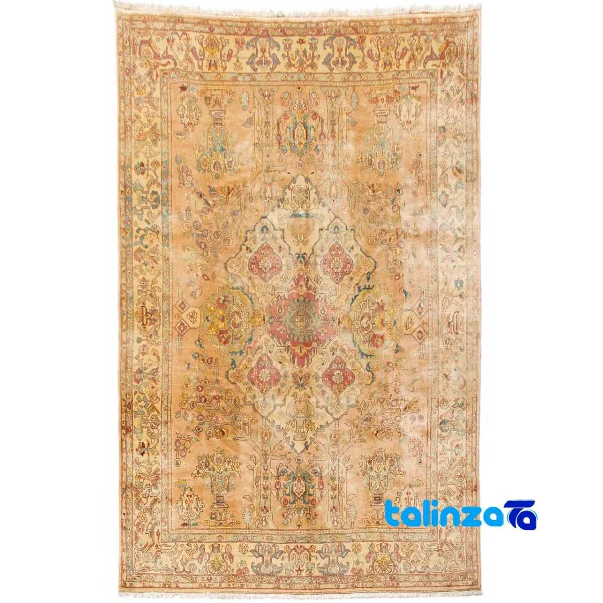 Handwoven Carpet 11m² Peach Design 102008 289 x - Top view showing pattern and color tone