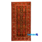 Top view of Handwoven Persian Rug Baloch Design Traditional Craftsmanship pattern and color tone