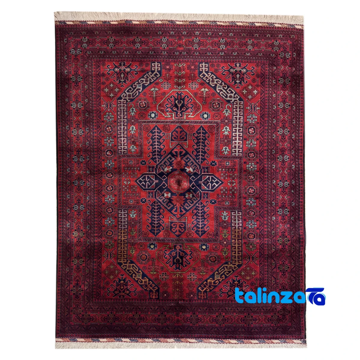 Top view of Handwoven Carpet Red Luxurious Design Hand wash pattern and color tone