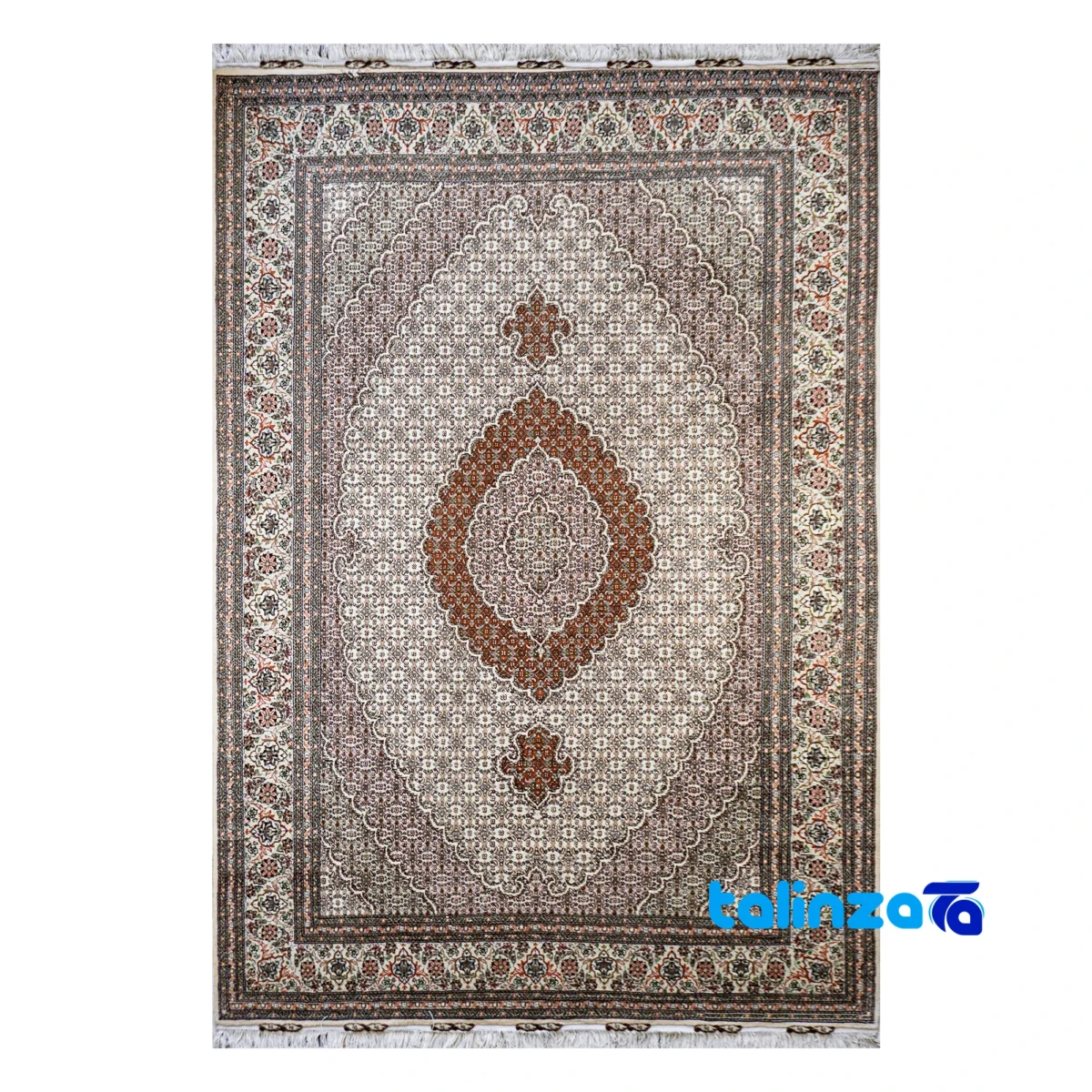 Top view of Khou Handwoven Carpet Fish Design pattern and color tone