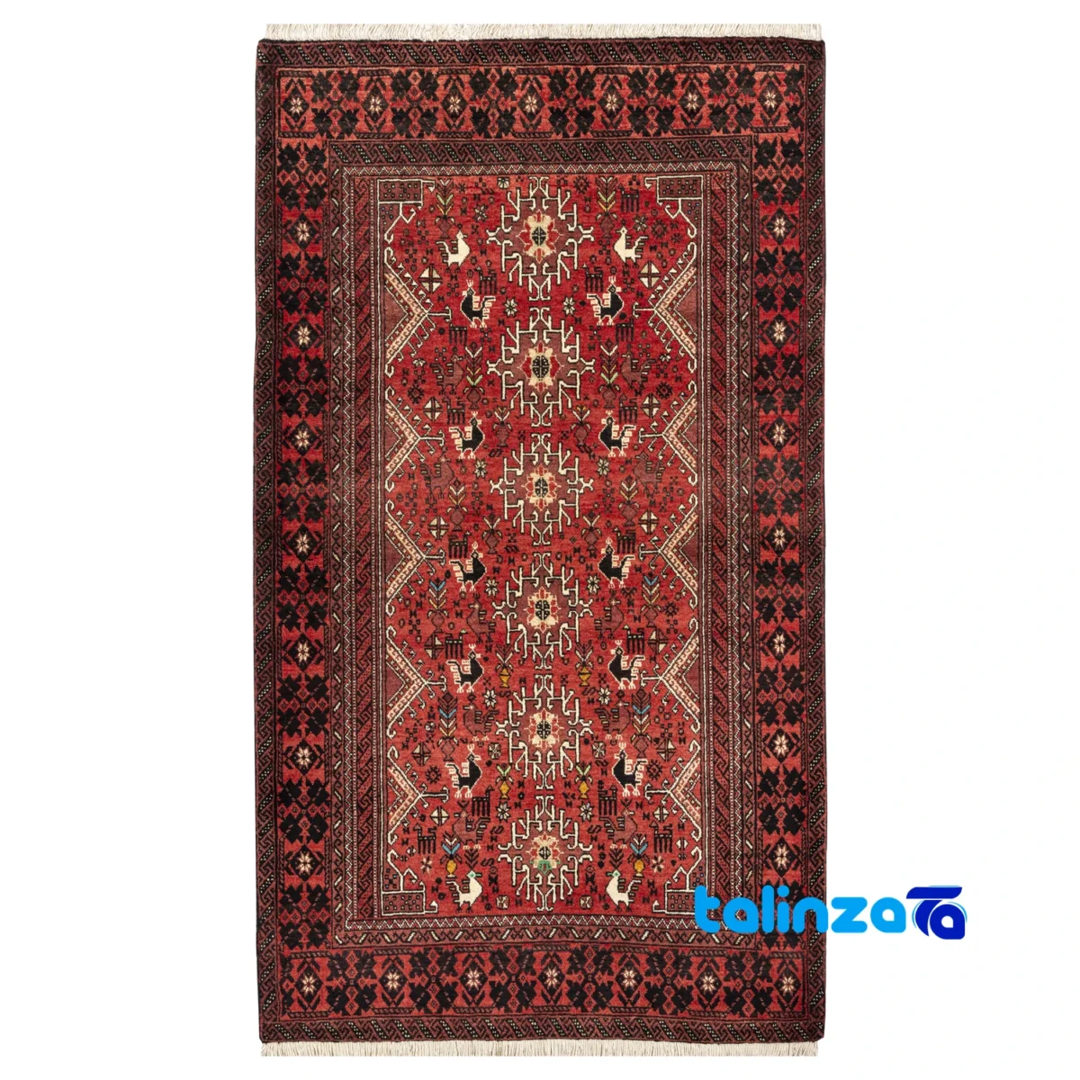 Full spread of Handcrafted Baluch Rug Model 19.34.2793 overall design layout