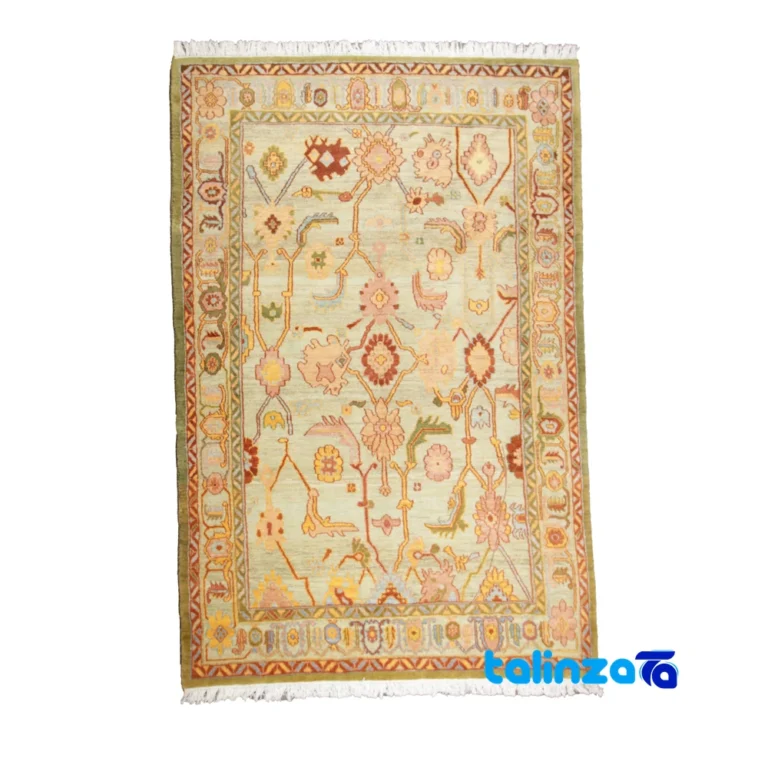 Sultanabad Handwoven Rug Green Hand wash overall design layout (Full spread)