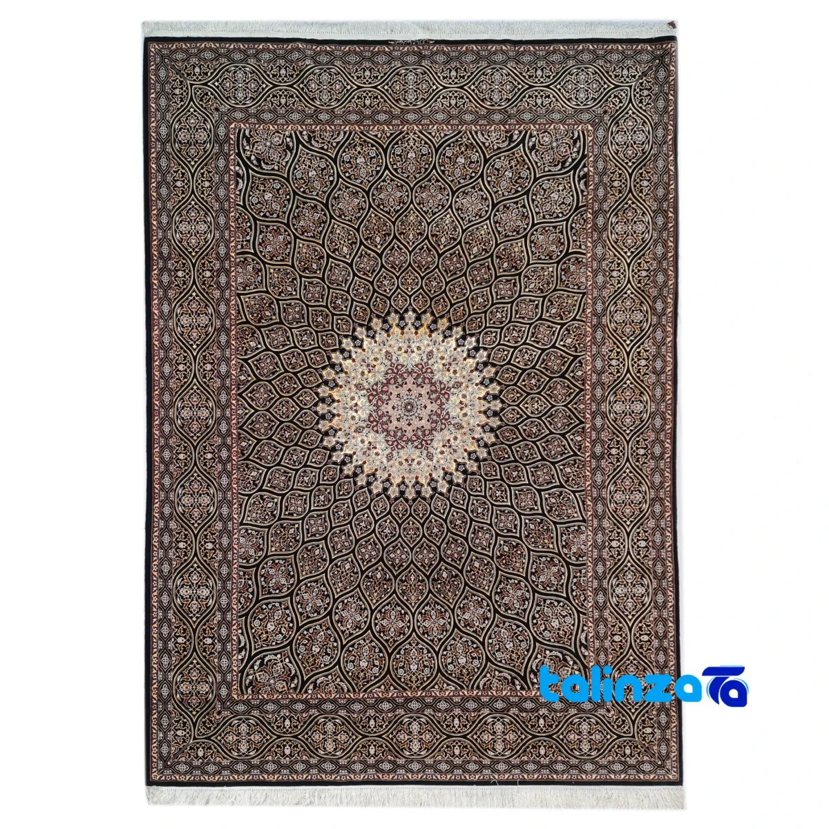 Haj Bagheri Handwoven Carpet Black overall design layout (Full spread)