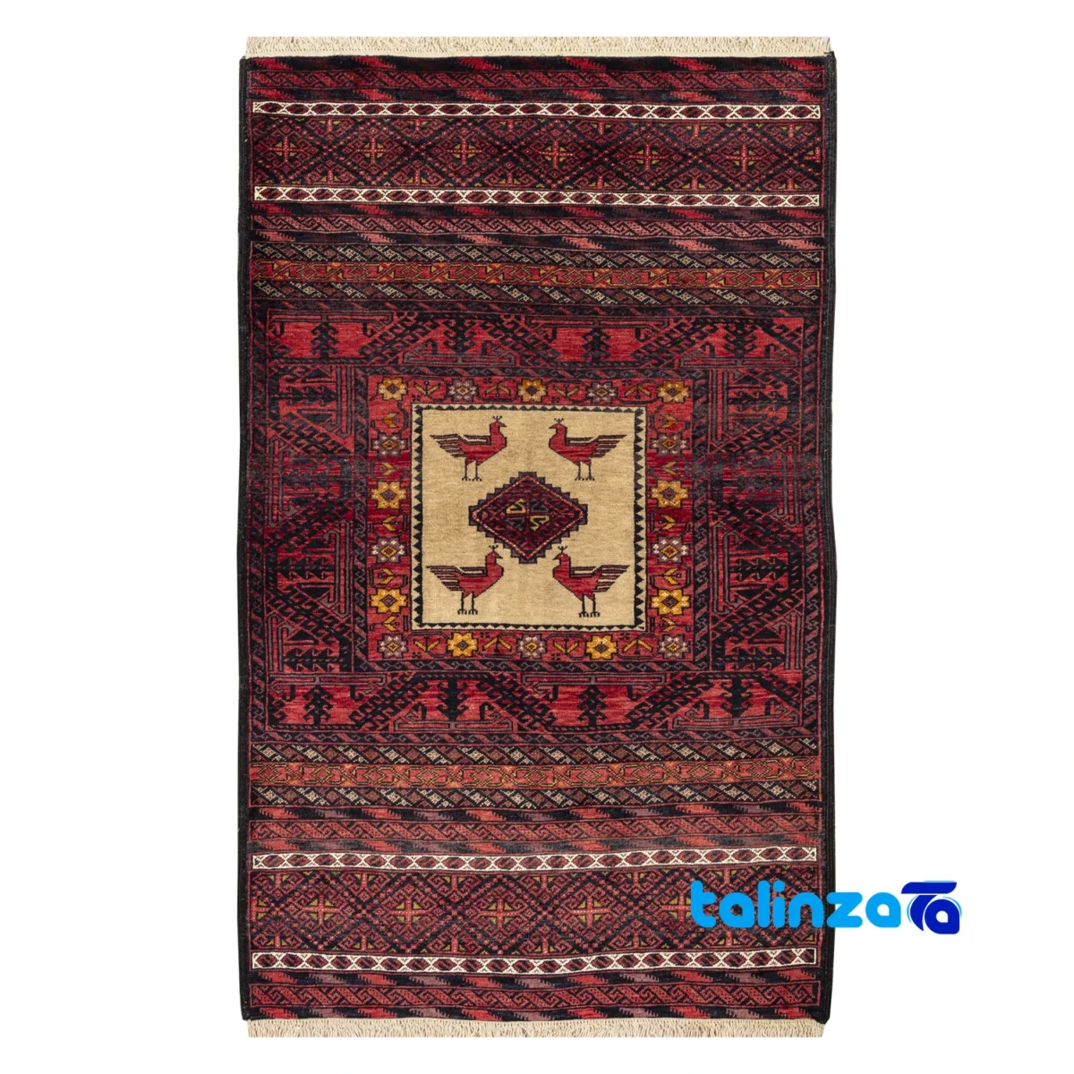 Top view of Handwoven Persian Carpet Model Baluch pattern and color tone