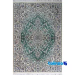 Nain Handwoven Rug Green Unique Design - Top view showing pattern and color tone