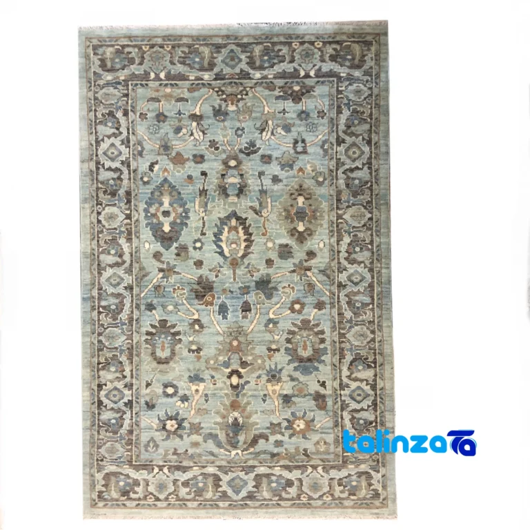 Sultanabad Handwoven Carpet Green-Blue pattern and color tone (Top view)