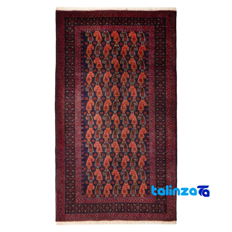 Top view of Baloch Handwoven Rug Model 231313 Navy Blue pattern and color tone
