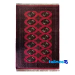 Traditional Handwoven Red Turkmen Carpet Hand wash only overall design layout (Full spread)