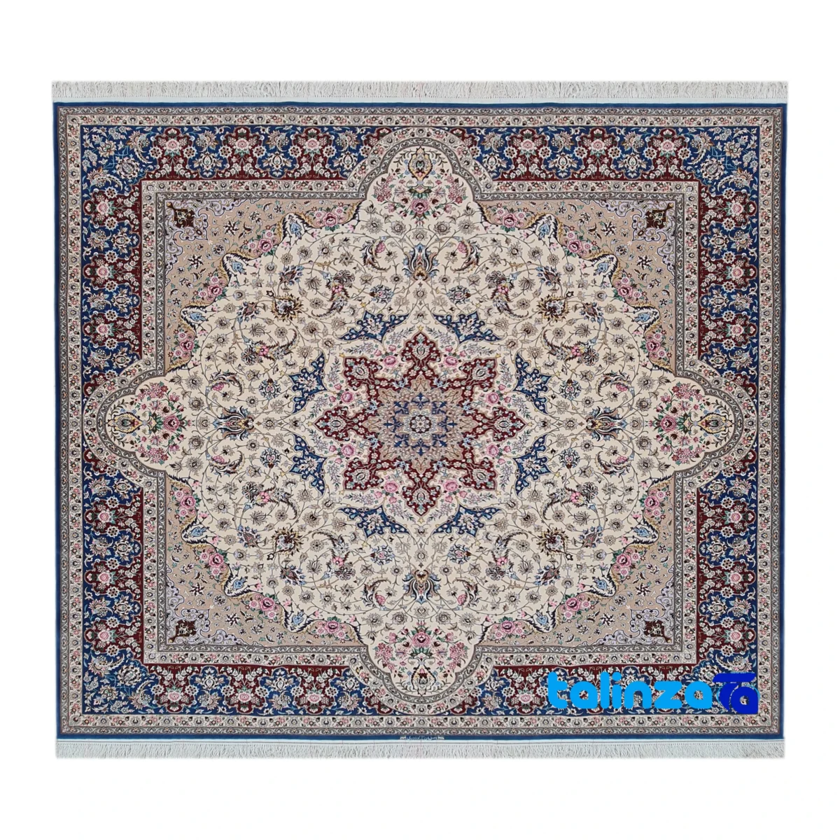 Davari Handwoven Carpet Isfahan Design pattern and color tone (Top view)