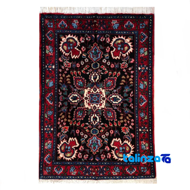 Top view of Nehavand Handwoven Carpet Black Unique Design pattern and color tone