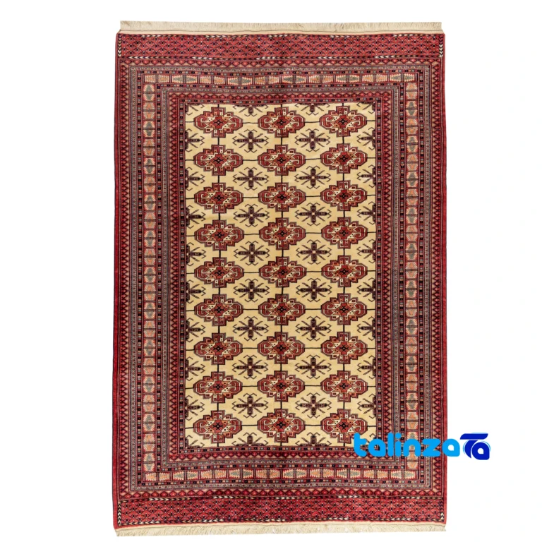 Turkmen Handwoven Carpet Unique Design - Full spread showing overall layout
