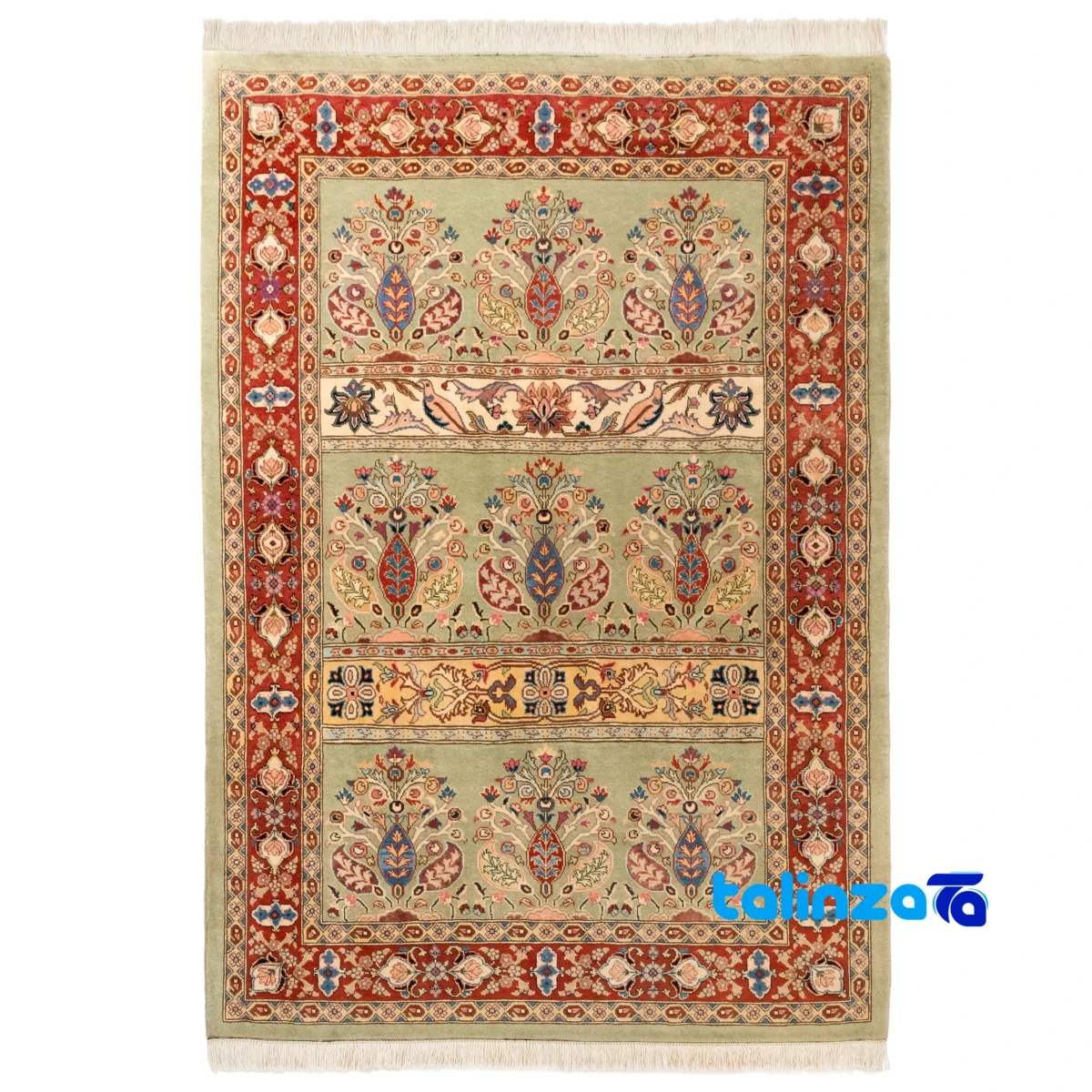 Si Persia Handwoven Carpet Green Design overall layout (Full spread)