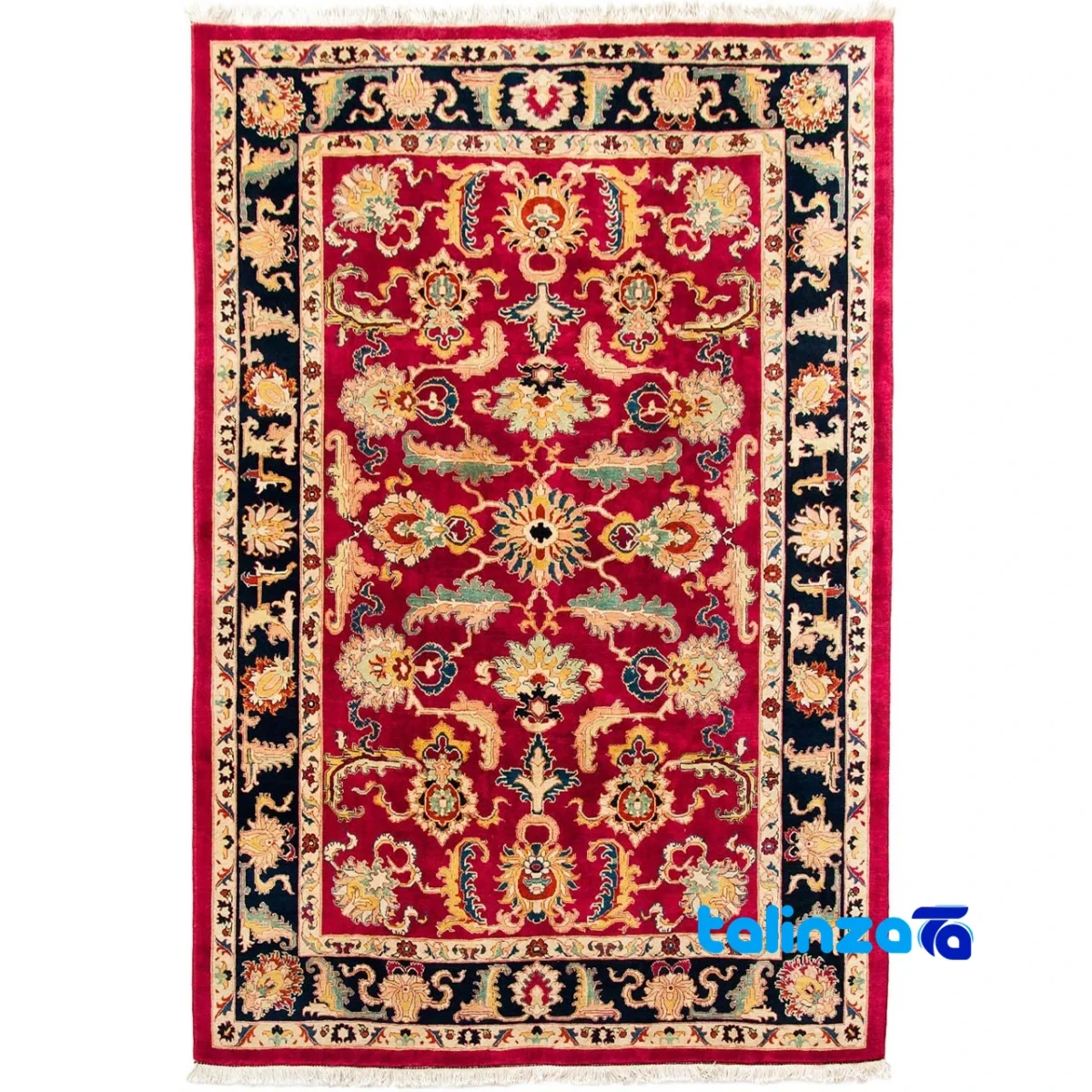 Handwoven Persian Carpet 9 Square Meters Red - Top view showing pattern and color tone