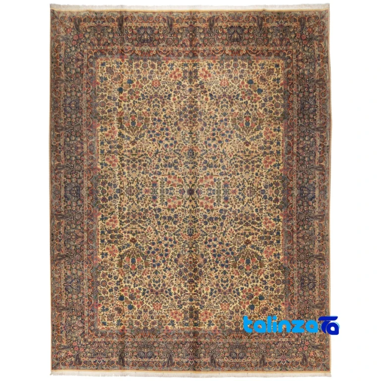 Top view of Cypress Persian Handwoven Carpet Elegant Design pattern and color tone