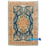 Traditional Handwoven Carpet Blue Floral Design overall layout (Full spread)