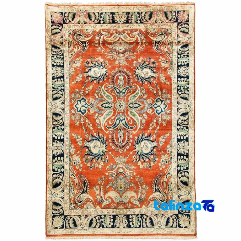 Top view of Handwoven Persian Carpet - Traditional Design pattern and color tone