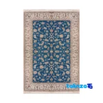 Top view of Nain Handwoven Carpet Green-Blue Floral Design pattern and color tone