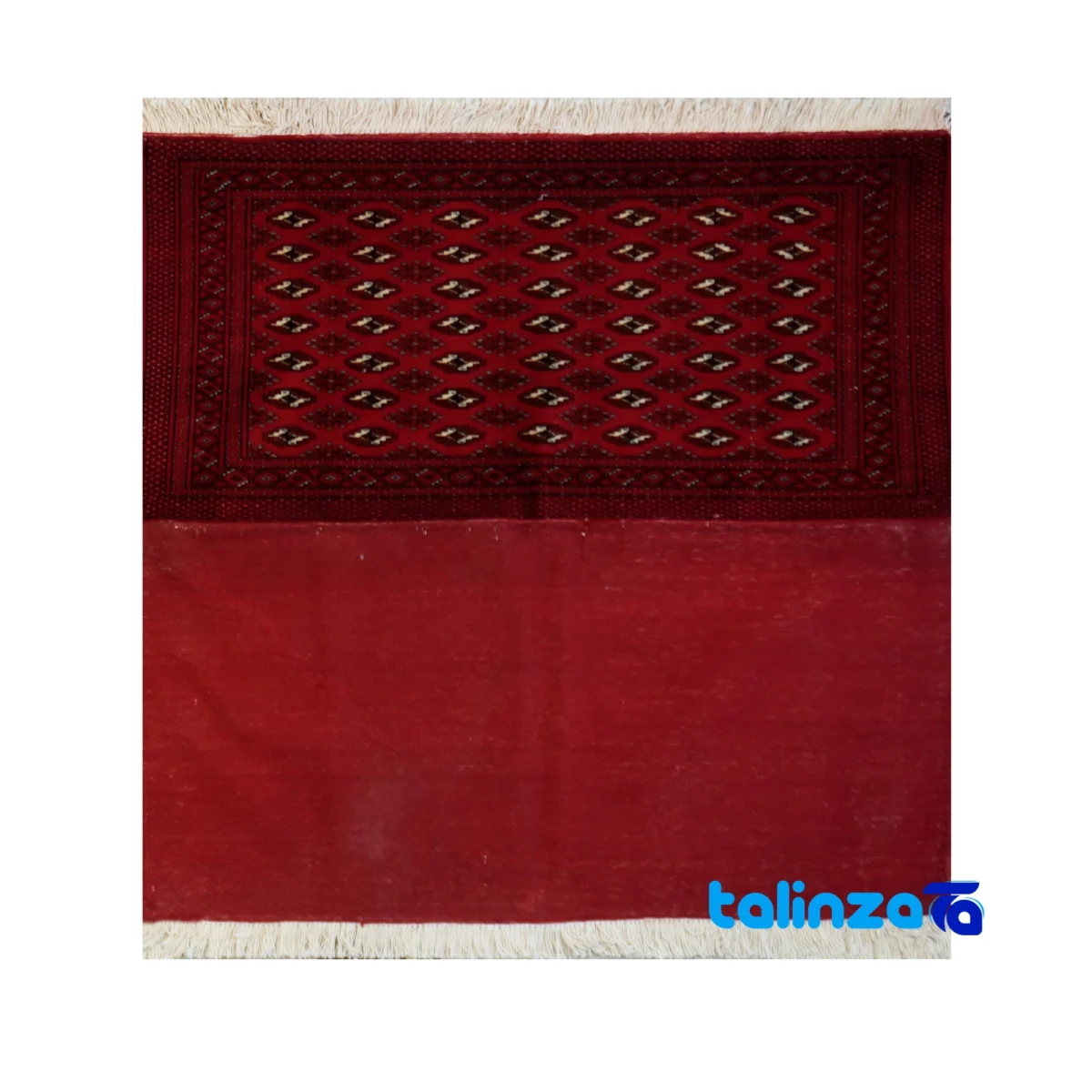 Turkmen Handwoven Carpet Red 125x60x1 cm pattern and color tone (Top view)