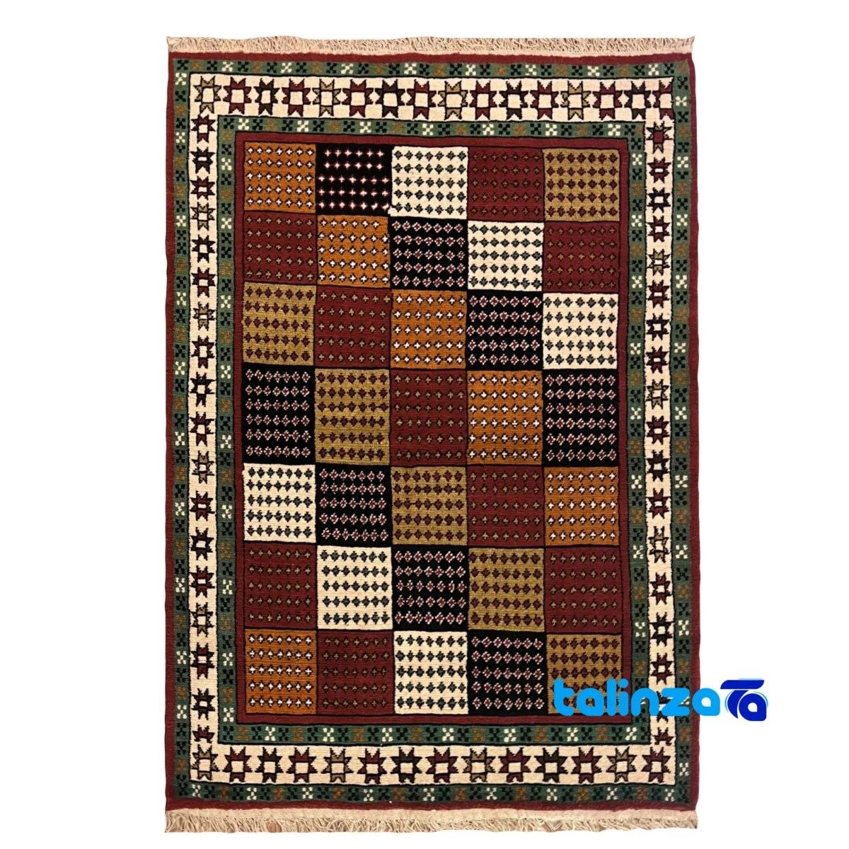 Turkmen Handwoven Carpet Red Design overall layout (Full spread)