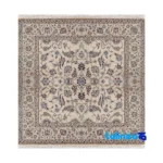 Nain Handwoven Carpet Square Design Natural Dye Cream - Full spread showing overall layout