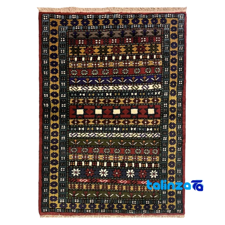 Turkmen Handwoven Carpet Red Design - Full spread showing overall layout