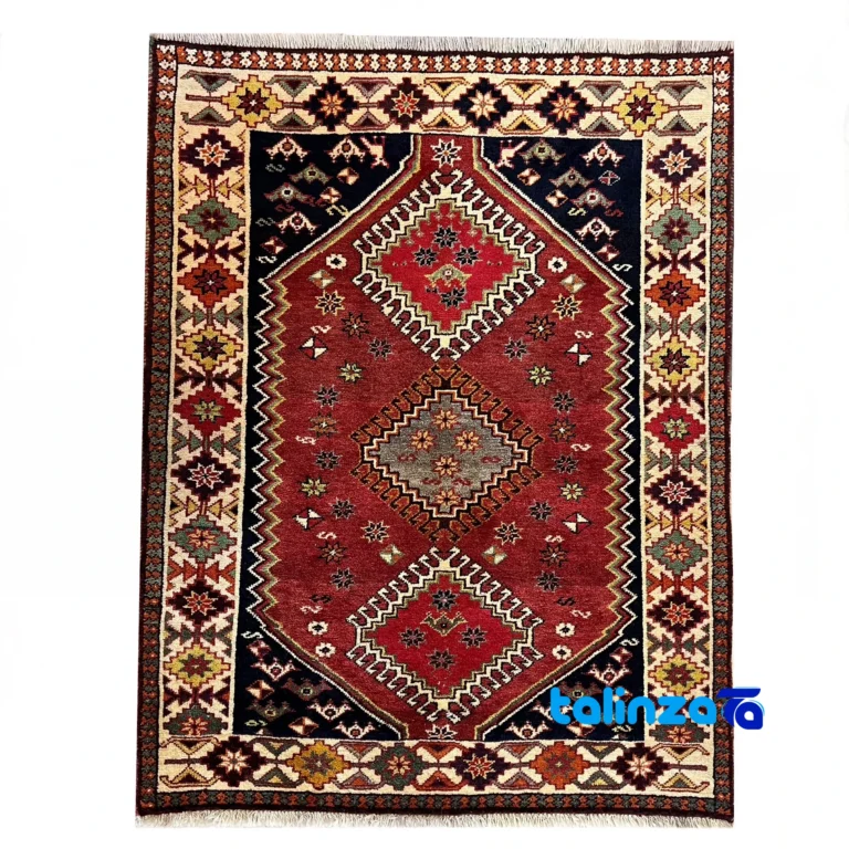 Persian Handwoven Rug Geometric Design Copper - Top view showing pattern and color tone