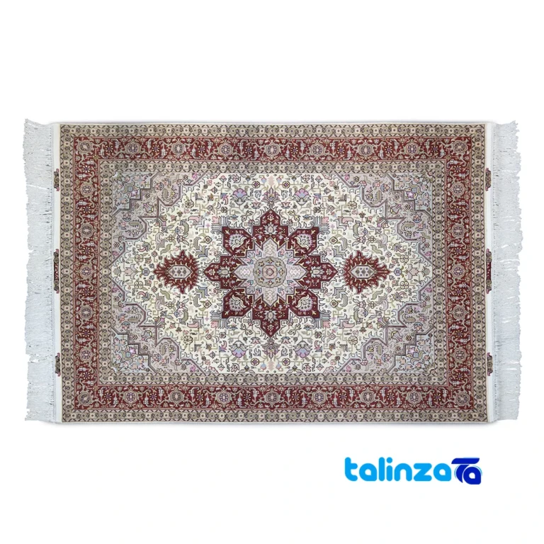 Haris Handwoven Area Rug Cream Geometric Design overall layout (Full spread)