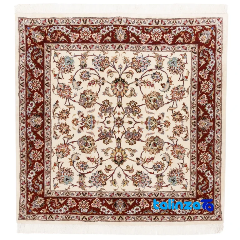 Si Persia Handmade Carpet Square Design Cream - Full spread showing overall layout