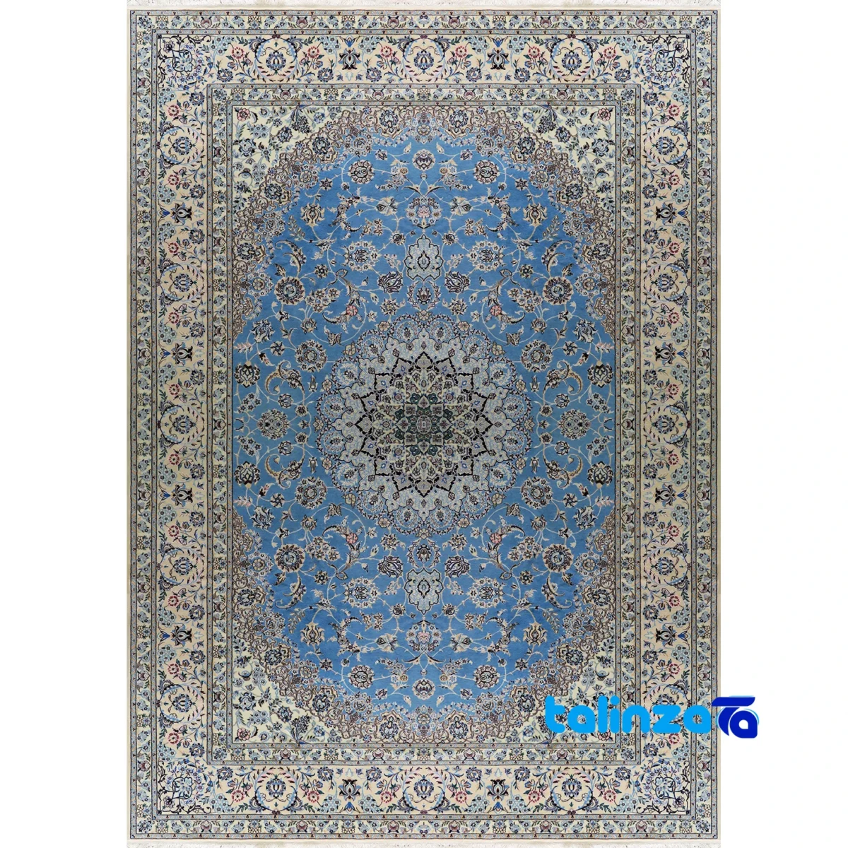 Akvan Handwoven Carpet Latchak Design Blue Hand wash only pattern and color tone (Top view)