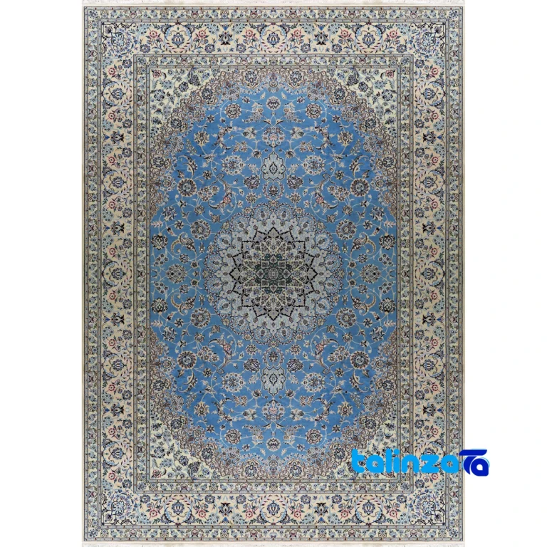 Akvan Handwoven Carpet Latchak Design Blue Hand wash only pattern and color tone (Top view)