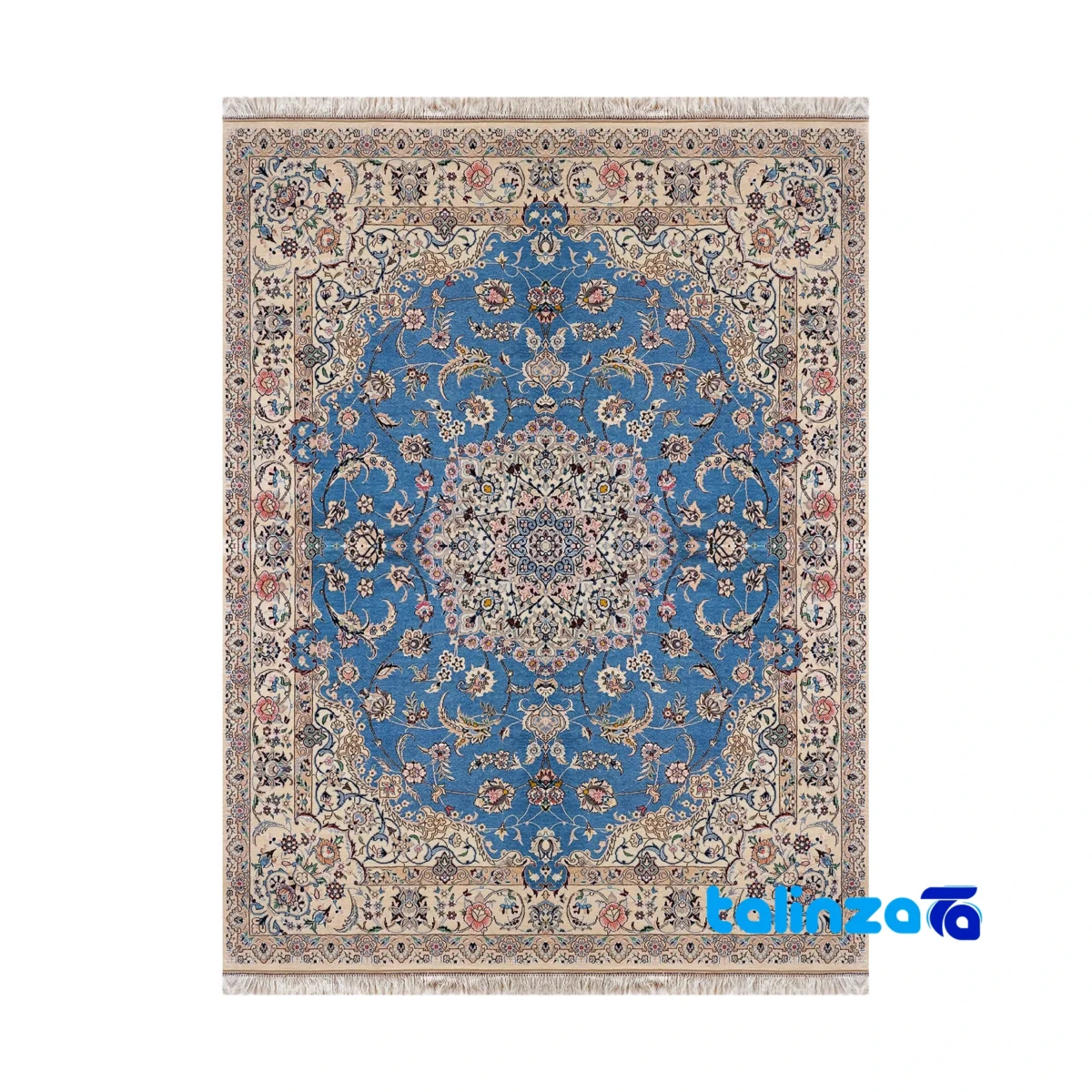 Nain Handwoven Rug Lattice Design Blue overall layout (Full spread)