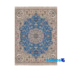 Nain Handwoven Rug Lattice Design Blue overall layout (Full spread)