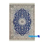 Nain Handwoven Rug Blue Unique Design - Full spread showing overall layout