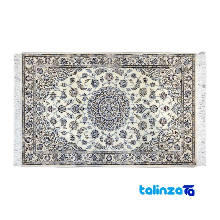 Nain Handwoven Rug Cream Design Hand wash only - Full spread showing overall layout