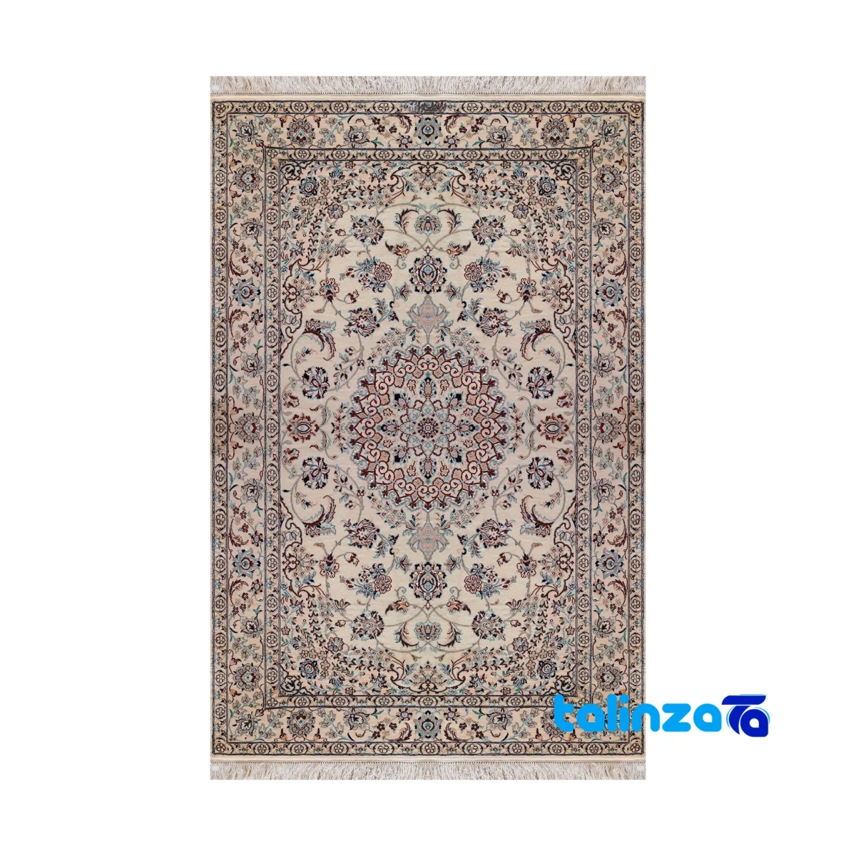 Nain Handwoven Rug Latchak Design Cream pattern and color tone (Top view)