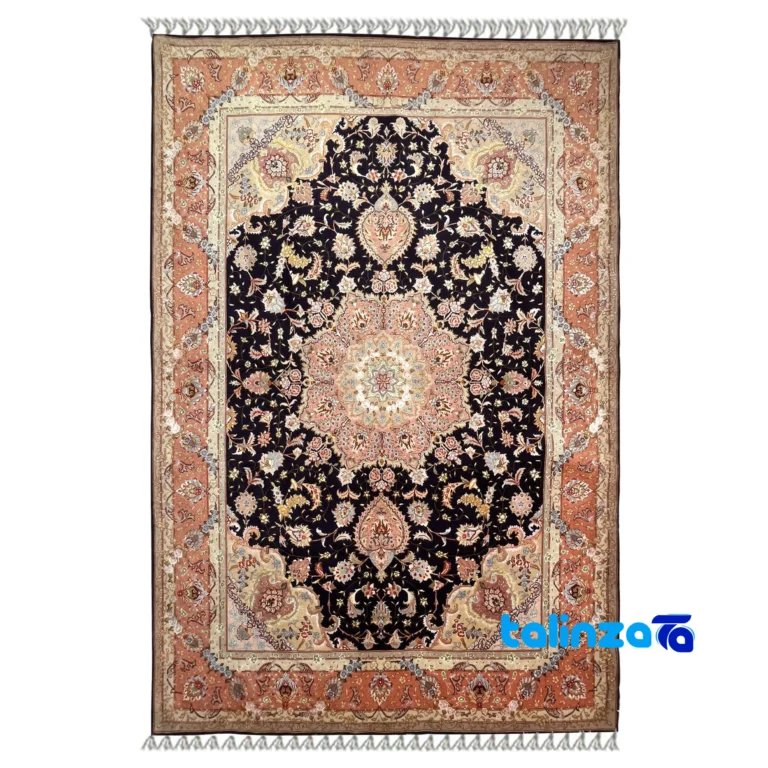 Handmade Tabriz Carpet NKP.RJ101 Navy overall design layout (Full spread)
