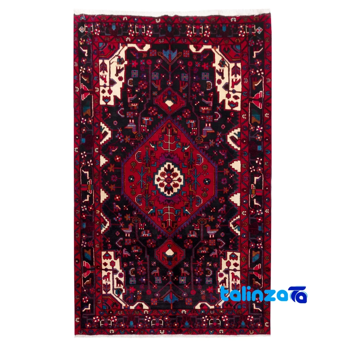 Top view of Si Persia Handwoven Rug Elegant Navy Design pattern and color tone