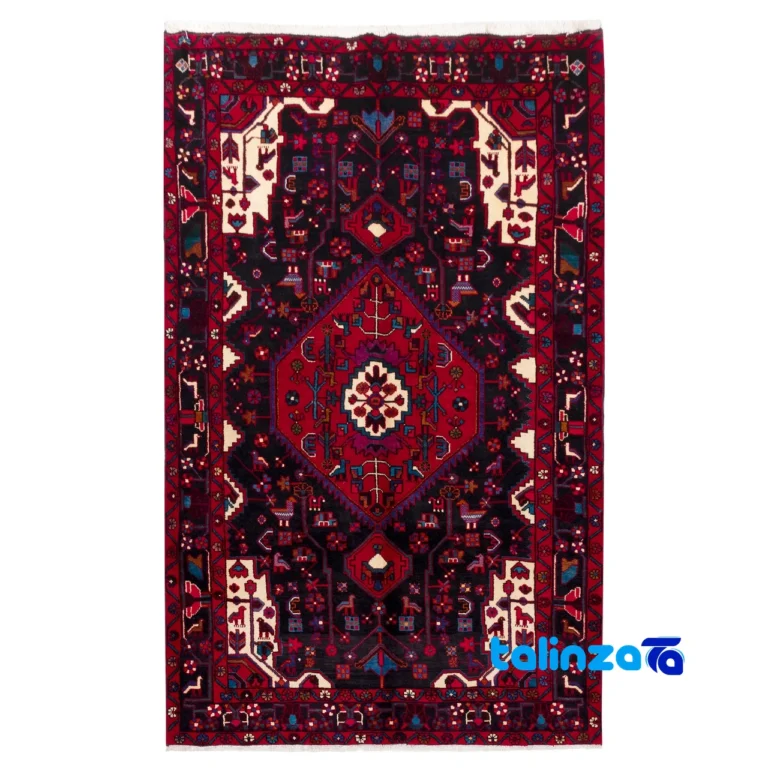 Top view of Si Persia Handwoven Rug Elegant Navy Design pattern and color tone