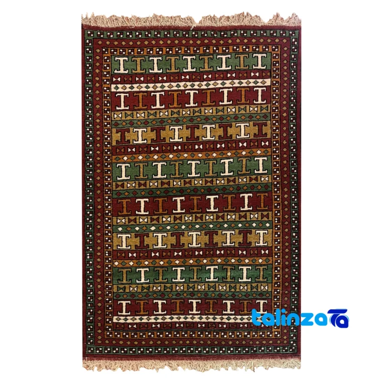 Turkmen Handwoven Carpet Red Design overall layout (Full spread)