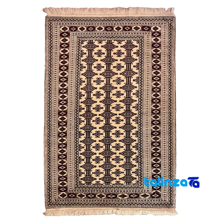 Turkmen Handwoven Carpet Red Design Hand wash - Full spread showing overall layout