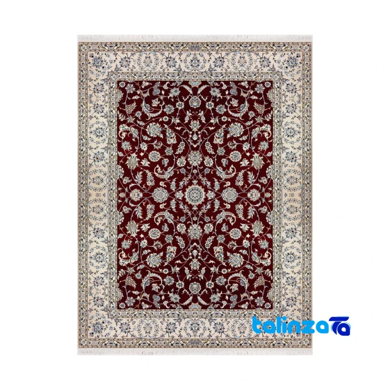 Nain Handwoven Carpet Afshan Design Luxurious Red By hand - Top view showing pattern and color tone